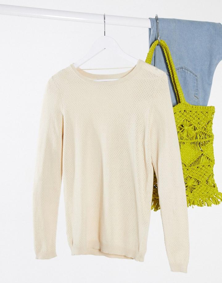 Vero Moda Round Neck Sweater In Cream-white