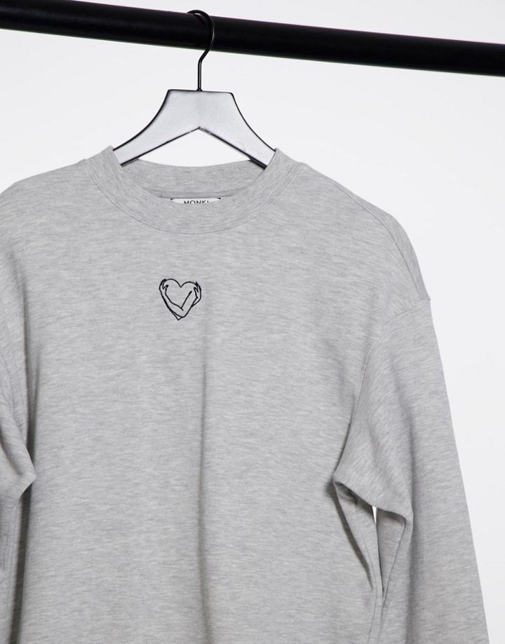 Monki Nana Cotton Sweatshirt In Gray-grey