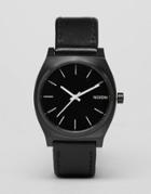 Nixon Time Teller Leather Watch In Black - Black