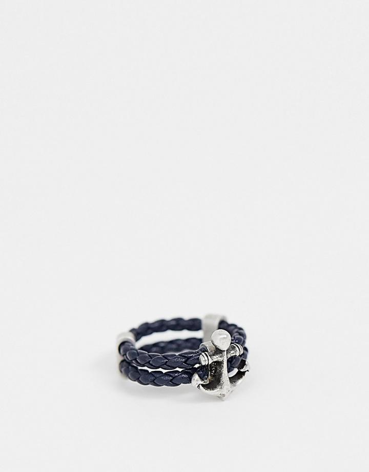 Steve Madden Mens Oxidised Stainless Steel Ring - Silver