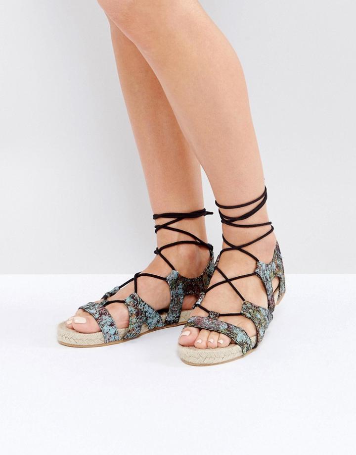 Asos Jordy Lace Up Espadrille Sandals - Multi