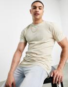 Soul Star Longline T-shirt In Stone-neutral