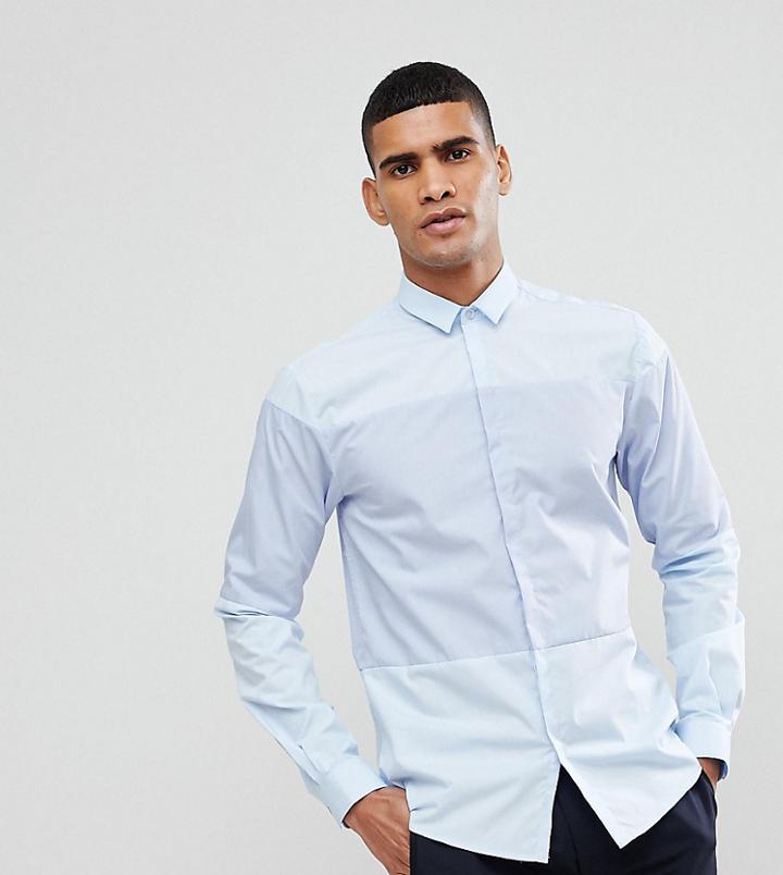 Noak Slim Shirt In Cut And Sew - Blue