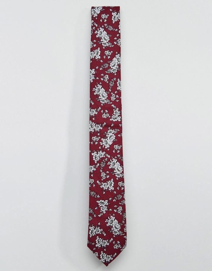 7x Tie With Floral Print - Red