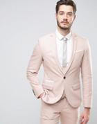 Noose & Monkey Super Skinny Suit Jacket With Piping - Pink