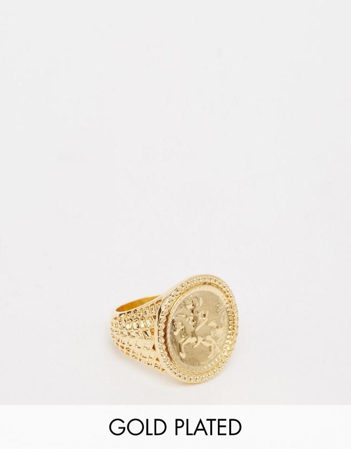 Asos Sovereign Ring In Gold Plated - Gold