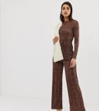River Island Wide Leg Pants In Snake - Brown