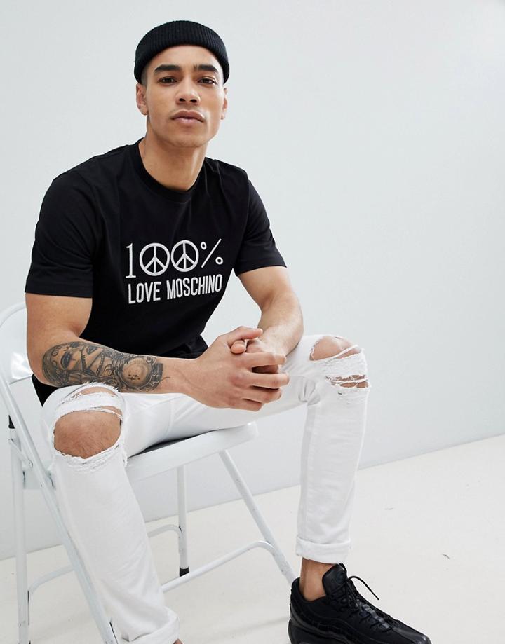 Love Moschino Embroidered Logo T-shirt - Black