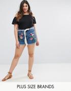 Alice & You Embroidered Denim Shorts - Blue