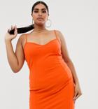 Fashionkilla Plus Going Out Cami Dress With Seam Detail In Orange