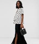Asos Design Maternity Maxi Skirt With Button Front And Split Detail