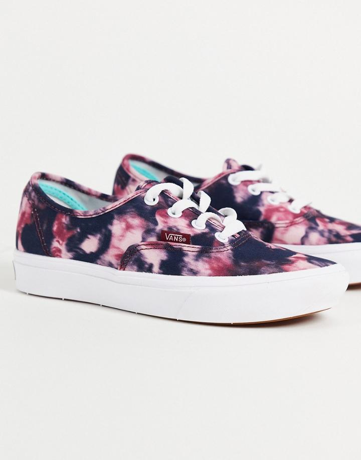 Vans Comfycush Authentic Grunge Wash Sneakers In Red/tie-dye