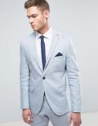 Selected Homme Slim Suit Jacket In Linen - Blue