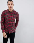 Burton Menswear Regular Fit Oxford Shirt In Plaid - Red