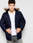 Brave Soul 4 Pocket Parka Jacket - Navy