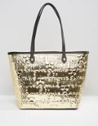 Love Moshino Metallic Logo Shopper Bag - Oro