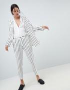 Asos Design Tailored Linen Cigarette Pants In Stripe - Multi