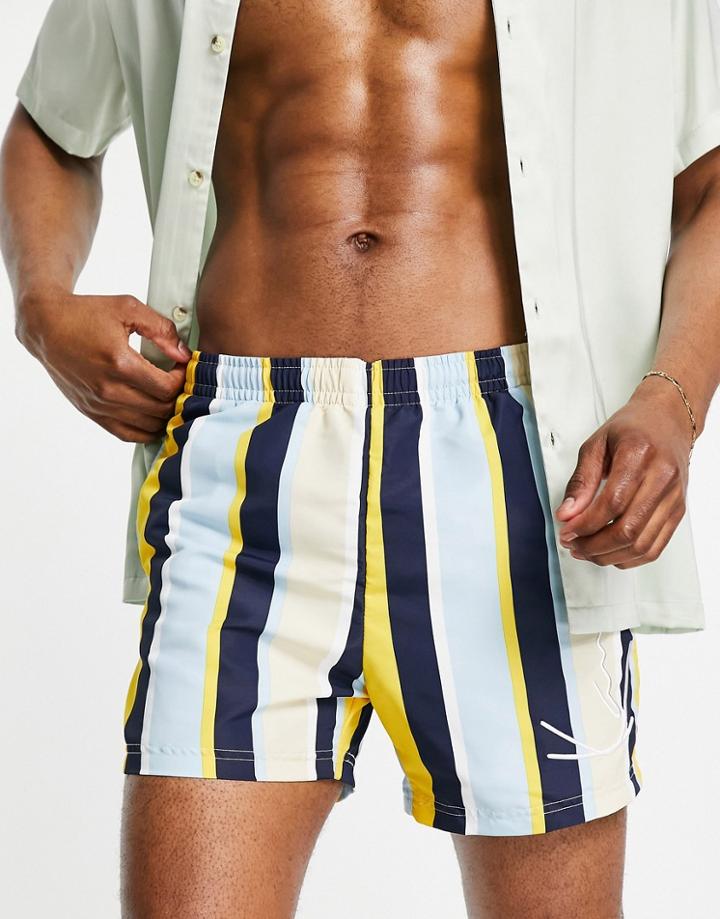 Karl Kani Signature Board Shorts In Multicolor Stripe