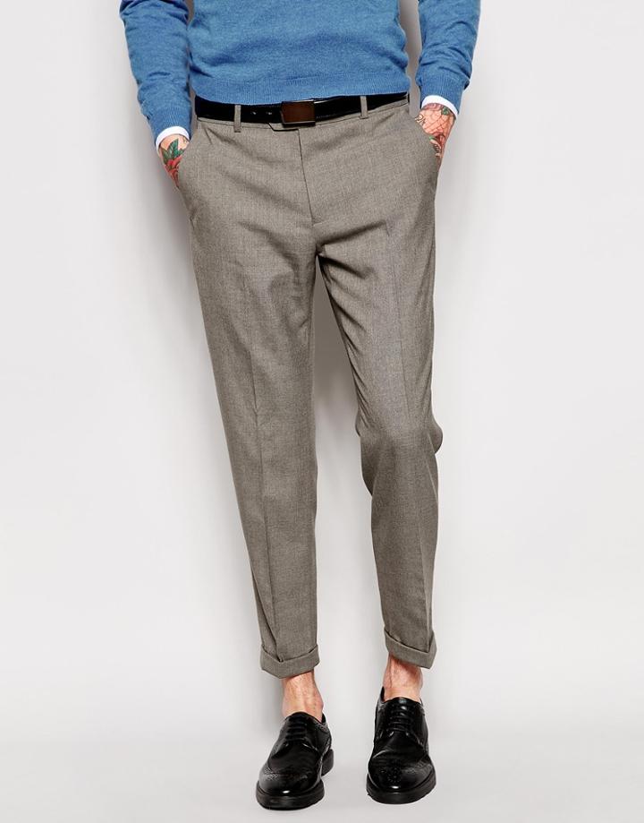 Asos Skinny Fit Smart Cropped Pants - Gray