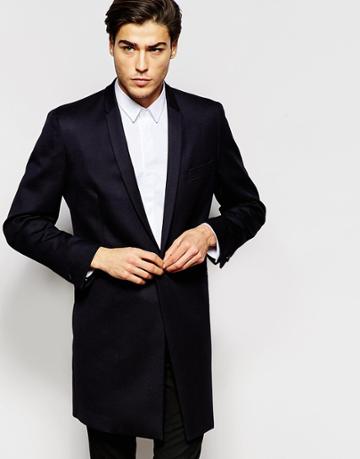 Hart Hollywood By Nick Hart 100% Wool Overcoat - Navy