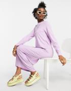 Asos Design Long Sleeve Maxi T-shirt Dress In Lilac-purple