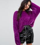Missguided Fluffy Sweater - Purple