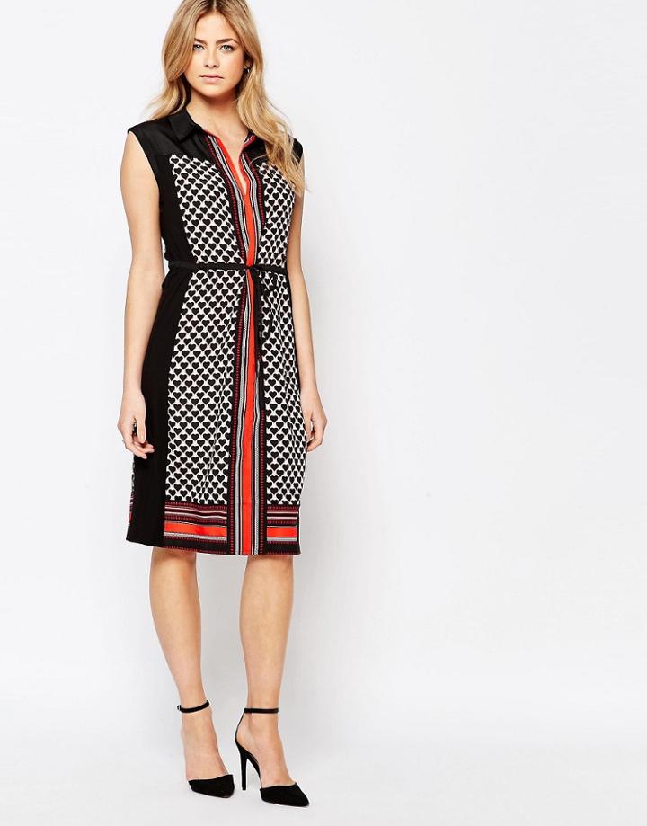 Oasis Geo Heart Scarf Print Dress - Multi