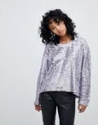 Religion Oversized Sweater In All Over Embellishment - Purple