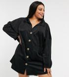 Urban Threads Curve Cord Mini Shirt Dress-black