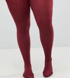 Asos Design Curve Super Stretch 90 Denier Tights In Burgundy - Red