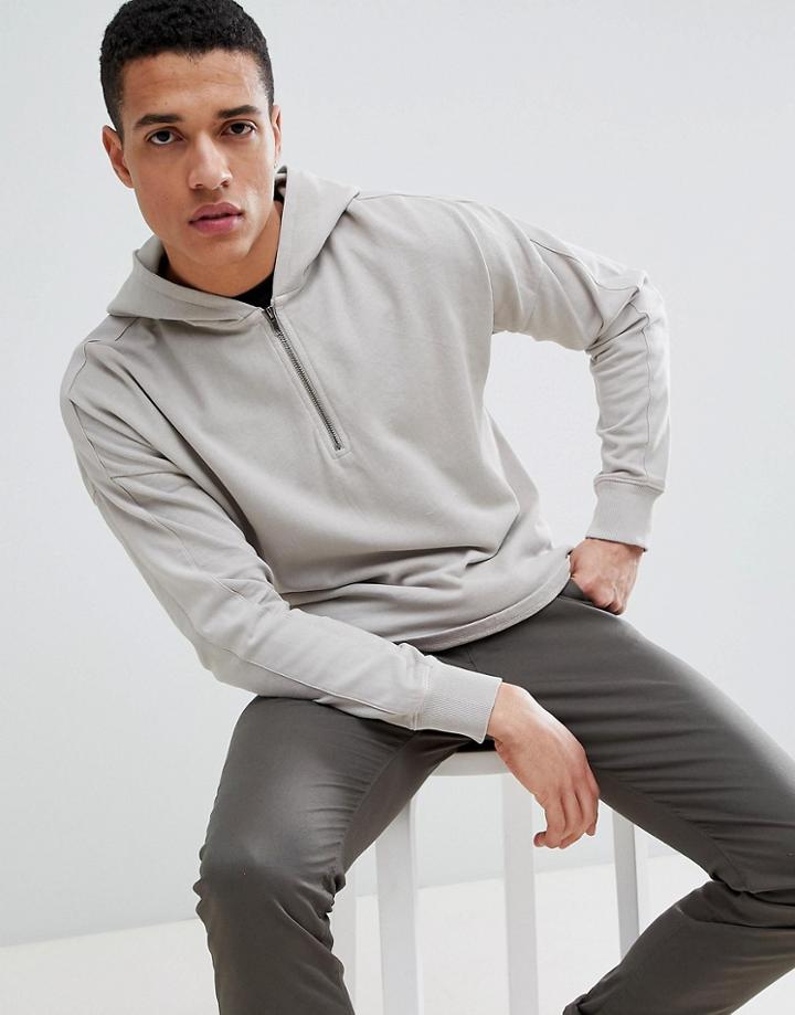 Only & Sons Half Zip Hoodie - Gray