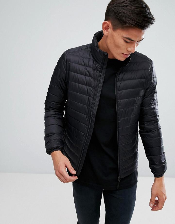 Esprit Quilted Jacket In Real Down - Black