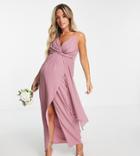 Tfnc Maternity Bridesmaid Chiffon Wrap Maxi Dress With Hi/low Hem In Lavender-purple