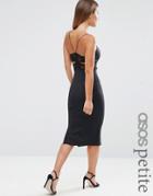 Asos Petite Midi Dress With Lace Bra Back - Black