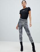 Asos Design Wet Look Legging In Animal Print With Split Side Detail - Multi