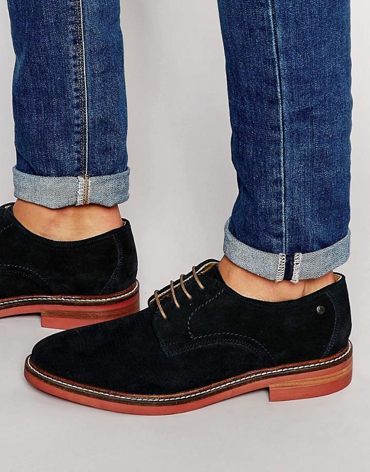 Base London Stanford Perforated Suede Shoes - Navy