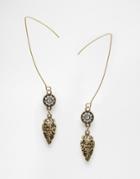 Asos Leaf Stone Through Earrings - Gold