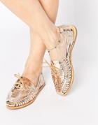Asos Jacobelle Leather Huarache Summer Shoes - Rose Gold