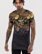 Sixth June T-shirt With Faded Leaf Print - Gold