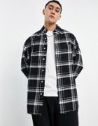 Asos Design Extreme Oversized Shirt In Black And White Check