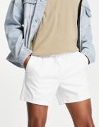 Asos Design Slim Chino Shorts With Elasticated Waist In White