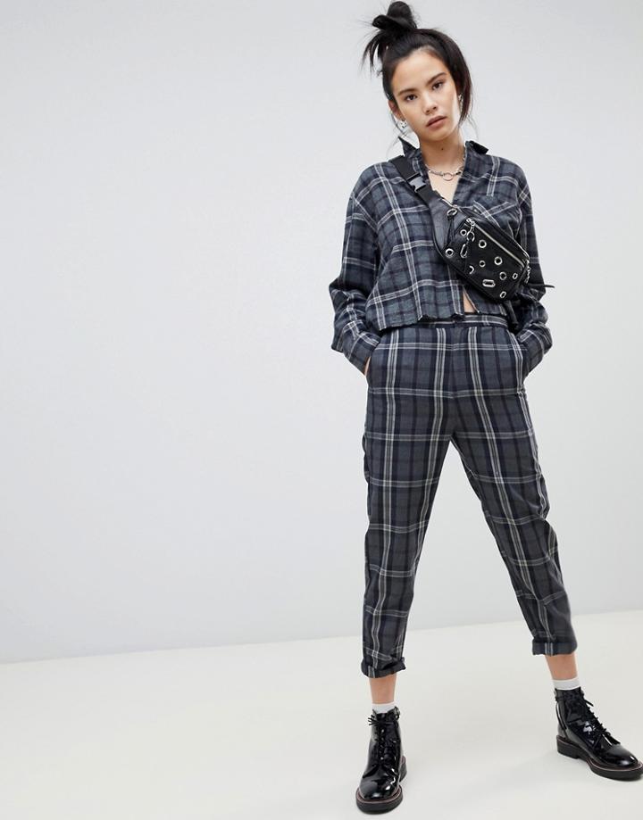 Pull & Bear Gray Check Pants Two-piece In Gray - Gray