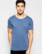 Selected Homme T-shirt With Raw Edge Neck - Navy