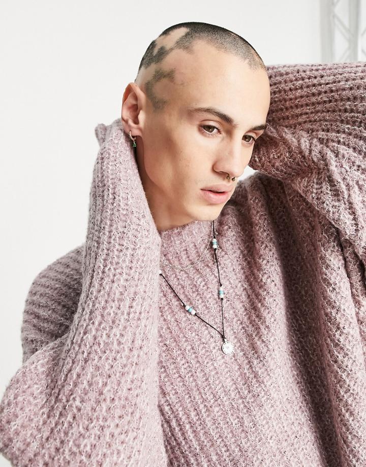 Asos Design Oversized Chunky Knit Sweater In Pink