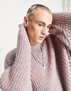 Asos Design Oversized Chunky Knit Sweater In Pink