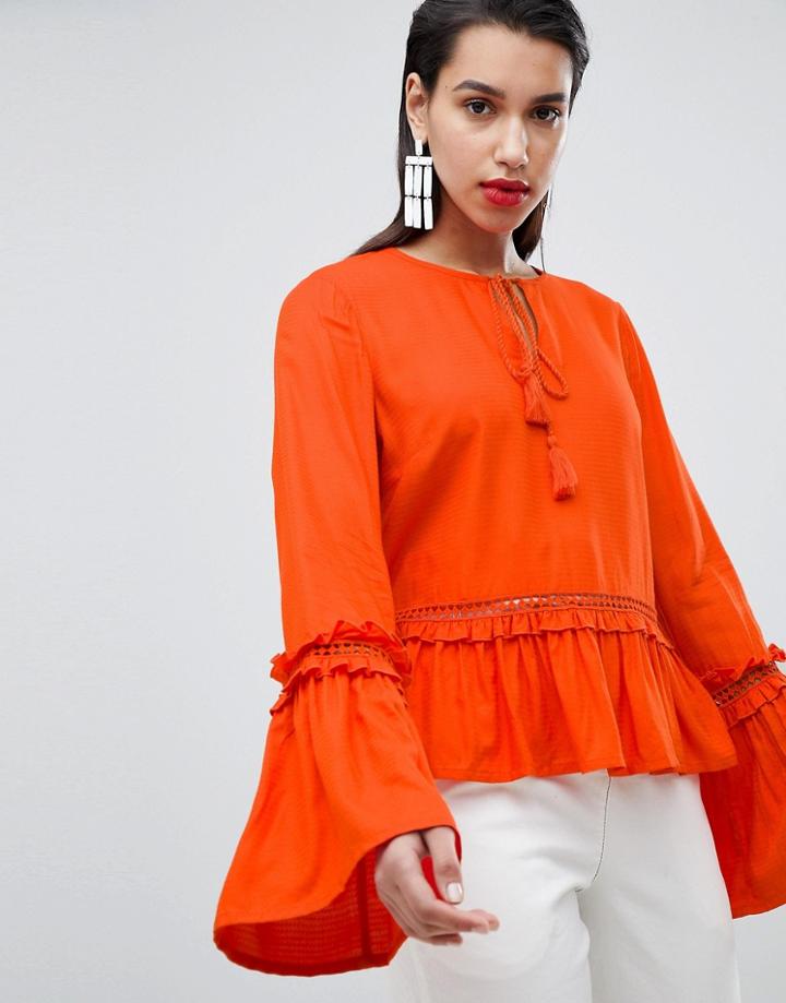 Y.a.s Frill Detail Top - Red