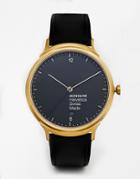 Mondaine Helvetica Leather Strap Watch - Black
