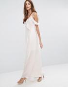 Vero Moda Frill Cold Shoulder Maxi Dress - White