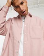 Asos Design Extreme Oversized Wool Mix Shirt In Dusky Pink