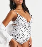Peek & Beau Maternity Exclusive Cut Out Swimsuit In Polka Dot-multi